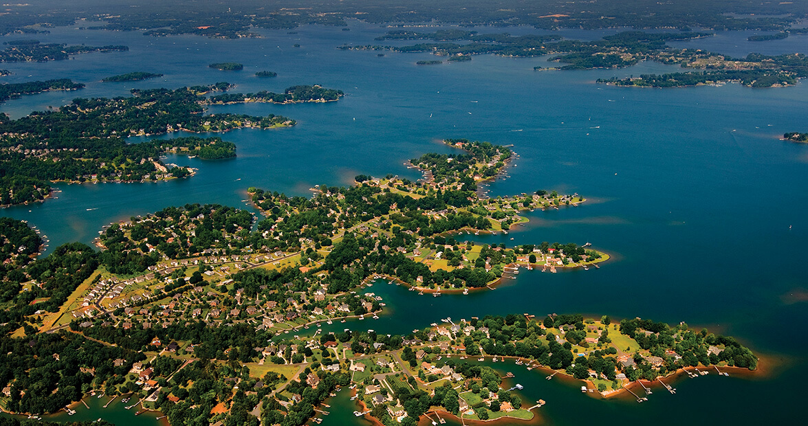 Lake Norman Waterfront Homes Aerial View North Carolina