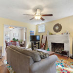 Lakeside Bungalow living room with fireplace