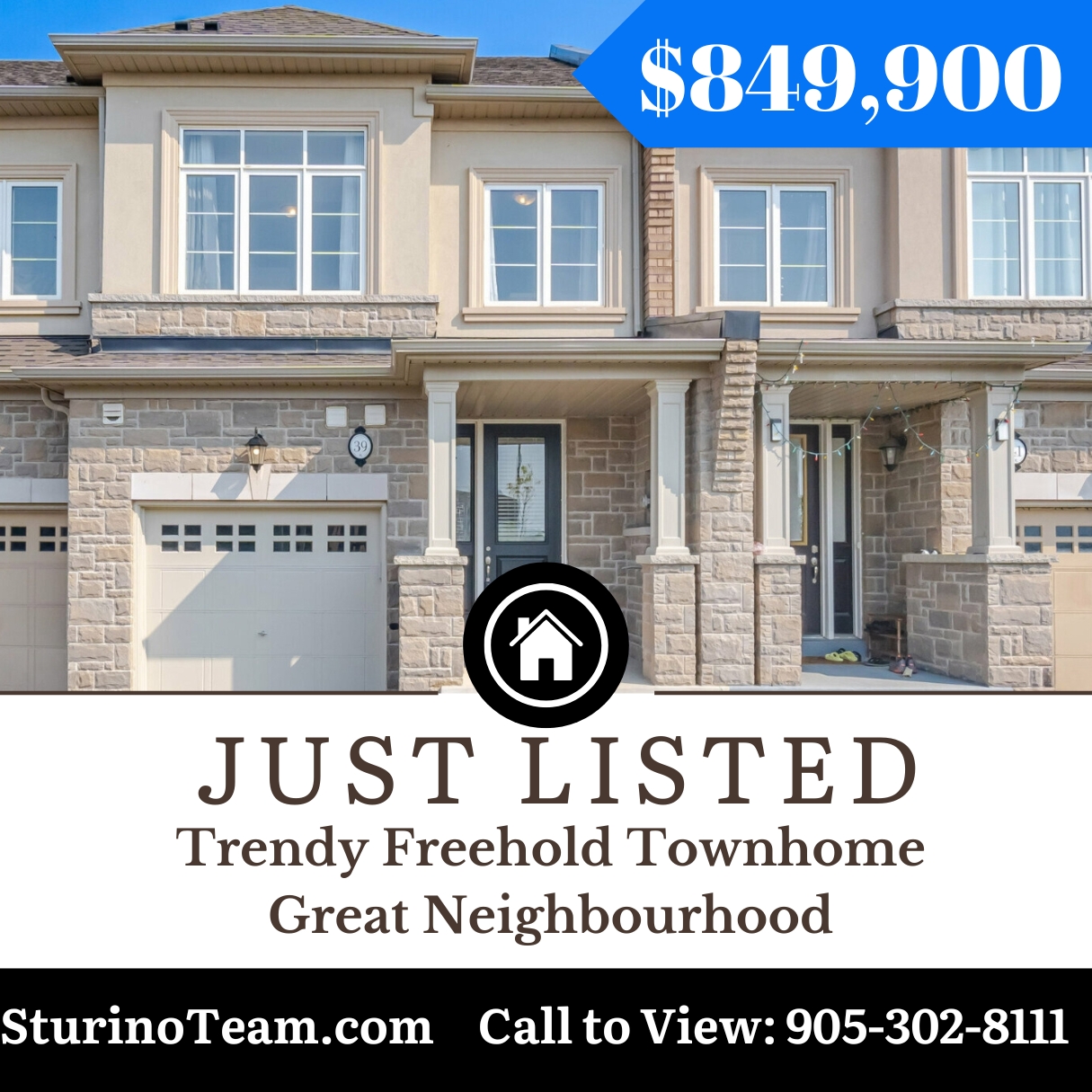 Freehold Townhome $849,900 Sturino Team 905-302-8111