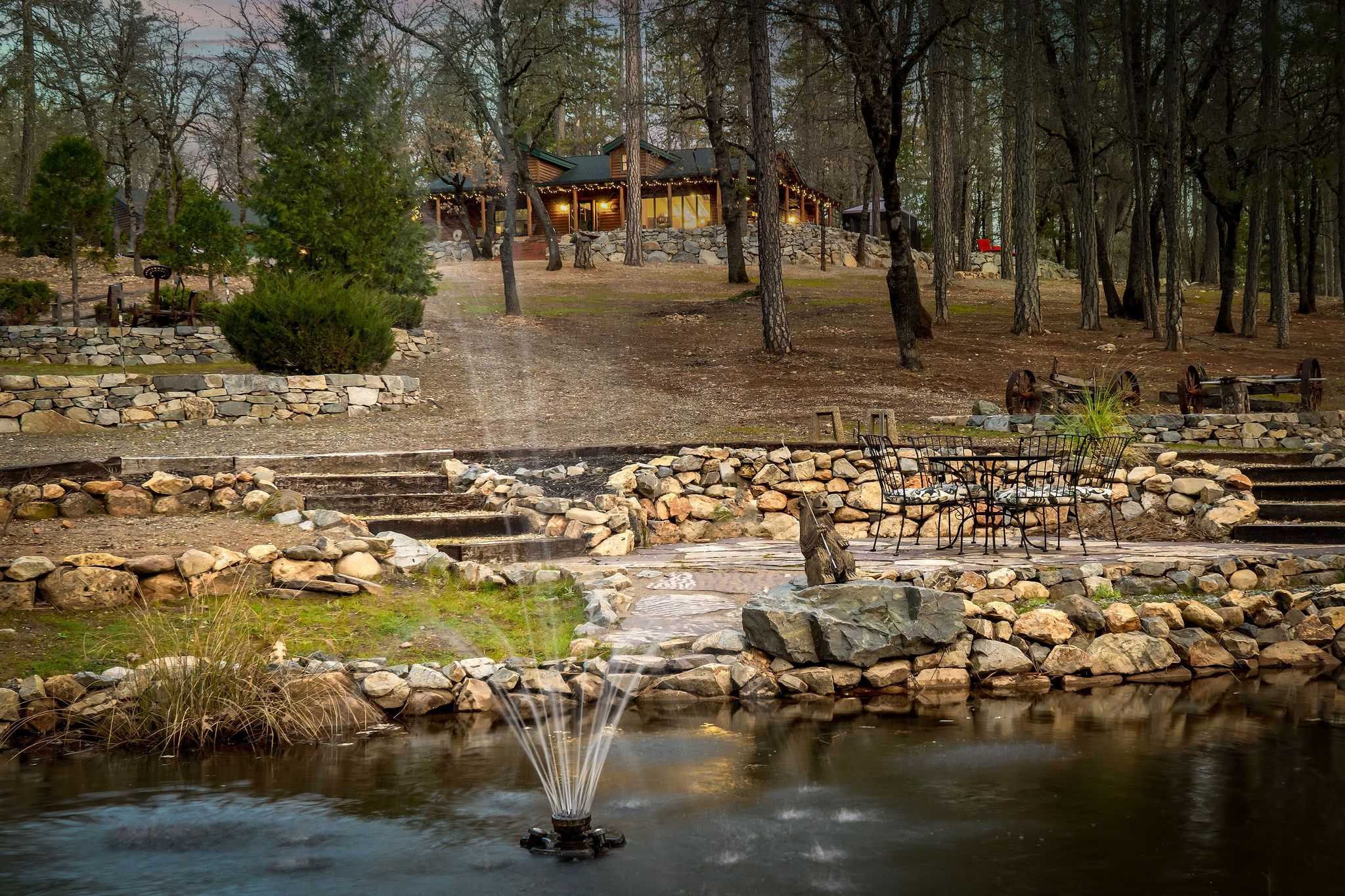 Log Home overlooking Year Round Pond on 6 +/- Ac.